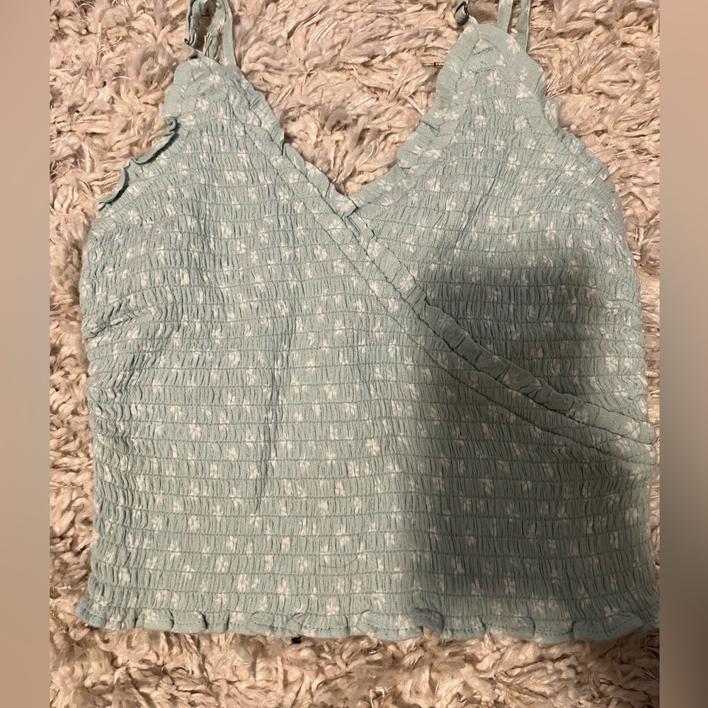 Hollister mint with white floral crossed tank, size xs